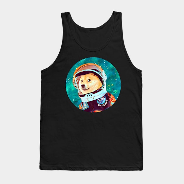 To the Moon Doge Astronaut: Crypto Dogecoin Shiba Inu Meme Tank Top by Mochi Merch